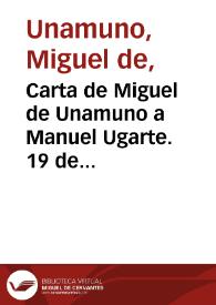 Carta de Miguel de Unamuno a Manuel Ugarte. 19 de enero de 1903 | Biblioteca Virtual Miguel de Cervantes