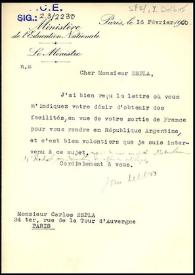 Carta de Yvon Delbos a Carlos Esplá. París, 16 de febrero de 1940 | Biblioteca Virtual Miguel de Cervantes