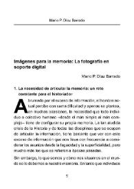 Las imágenes de la memoria. La fotografía en soporte digital / Mario P. Díaz Barrado | Biblioteca Virtual Miguel de Cervantes
