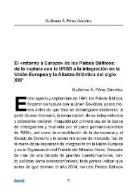 El "retorno a Europa" de los Países Bálticos: de la ruptura con la URSS a la integración en la Unión Europea y la Alianza Atlántica del siglo XXI / Guillermo Á. Pérez Sánchez | Biblioteca Virtual Miguel de Cervantes