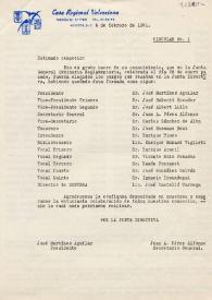 Carta de la Casa Regional Valenciana. Junta directiva a Carlos  Esplá. México, 6 de febrero de 1961 | Biblioteca Virtual Miguel de Cervantes