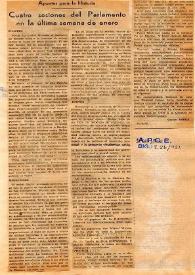 Cuatro sesiones del Parlamento en la última semana de enero / Carlos Esplá | Biblioteca Virtual Miguel de Cervantes