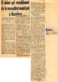 El debat pel restabliment de la normalitat municipal a Barcelona | Biblioteca Virtual Miguel de Cervantes