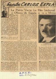 La Patria vacía: la élite intelectual y obrera de España se va a Méjico / Carlos Esplá | Biblioteca Virtual Miguel de Cervantes