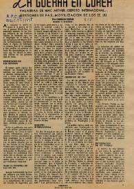 La guerra en Corea. Palabras de Mac Arthur. Ejército internacional. Gestiones de Paz. Movilización de los EE.UU / por Carlos Esplá | Biblioteca Virtual Miguel de Cervantes