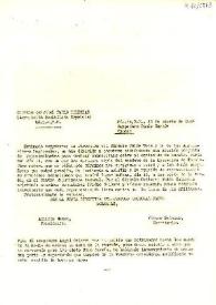 Carta del Cículo Cultural Pablo Iglesias a Tomás García. México D. F., 15 de agosto de 1945 | Biblioteca Virtual Miguel de Cervantes