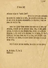 Carta de Carlos Esplá a España Libre. México, 27 de marzo de 1943 | Biblioteca Virtual Miguel de Cervantes