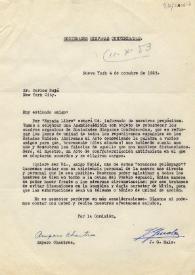 Carta de las Sociedades Hispánicas Confederadas a Carlos Esplá. Nueva York, 4 de octubre de 1953 | Biblioteca Virtual Miguel de Cervantes