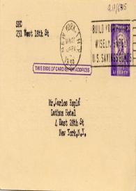 Tarjeta de Manuel Dorado y José Asensio a Carlos Esplá. Nueva York, 27 de mayo de 1959 | Biblioteca Virtual Miguel de Cervantes