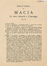 Índex de Matèries de Maciá : La seva actuació a l'estranger | Biblioteca Virtual Miguel de Cervantes
