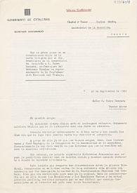 Informe confidencial de Josep Tarradellas a Carlos Esplá. 26 de septiembre de 1962 | Biblioteca Virtual Miguel de Cervantes