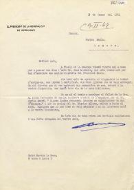 Carta de Josep Tarradellas a Carlos Esplá. Saint Martin le Beau, 3 de enero de 1964 | Biblioteca Virtual Miguel de Cervantes