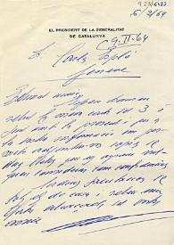 Carta de Josep Tarradellas a Carlos Esplá. 6 de febrero de 1964 | Biblioteca Virtual Miguel de Cervantes
