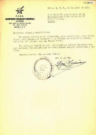 Carta de José Medina, Secretario del PSOE en México, a la Comisión organizadora del homenaje a Carlos Esplá. México, D.F., 24 de julio de 1953 | Biblioteca Virtual Miguel de Cervantes