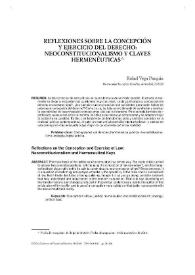 Reflexiones sobre la concepción y el ejercicio del derecho: neoconstitucionalismo y claves hermenéuticas / Rafael Vega Pasquin | Biblioteca Virtual Miguel de Cervantes