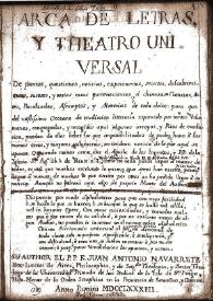 Arca de letras y theatro universal / su author el P. P. Fr. Juan Antonio Navarrete | Biblioteca Virtual Miguel de Cervantes