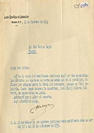 Carta de la Junta Española  de Liberación a Carlos Esplá. México D. F., 10 de febrero 1944 | Biblioteca Virtual Miguel de Cervantes