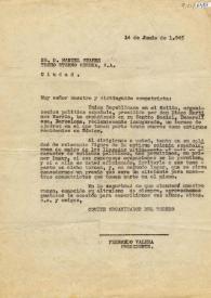Carta de Fernando Valera a Manuel Suárez. México D. F., 14 de junio de 1945 | Biblioteca Virtual Miguel de Cervantes
