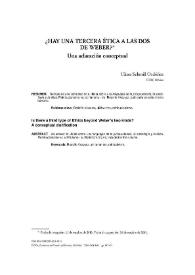 ¿Hay una tercera ética a las dos de Weber? Una aclaración conceptual  / Ulises Schmill | Biblioteca Virtual Miguel de Cervantes