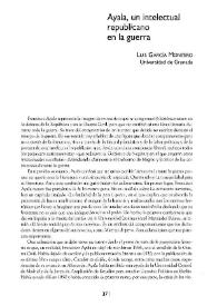 Ayala, un intelectual republicano en la guerra 
 / Luis García Montero | Biblioteca Virtual Miguel de Cervantes