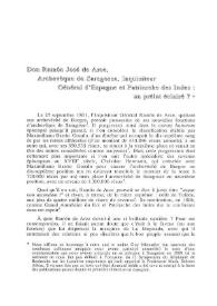 Don Ramón José de Arce, Archevêque de Saragosse, Inquisiteur Général d'Espagne et Patriarche des Indes : un prélat éclairé? / Gérard Dufour | Biblioteca Virtual Miguel de Cervantes