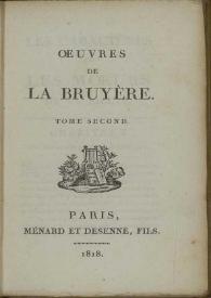 Oeuvres de La Bruyère. Tome second | Biblioteca Virtual Miguel de Cervantes