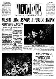Independencia : Publicación de la Unión de Jóvenes Patriotas. Núm. 1, 25 de julio de 1944 | Biblioteca Virtual Miguel de Cervantes