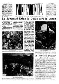 Independencia : Publicación de la Unión de Jóvenes Patriotas. Núm. 3, 1 de septiembre de 1944  | Biblioteca Virtual Miguel de Cervantes