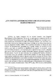 ¿Un cuento antirromántico de Juan Eugenio Hartzenbusch? / Rocío Charques Gámez | Biblioteca Virtual Miguel de Cervantes