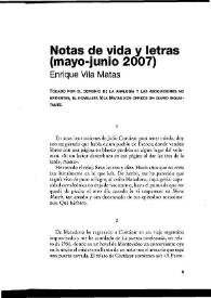 Notas de vida y letras (mayo-junio 2007) / Enrique Vila Matas | Biblioteca Virtual Miguel de Cervantes