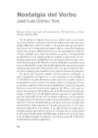 Nostalgia del verbo / José Luis Gómez Toré | Biblioteca Virtual Miguel de Cervantes