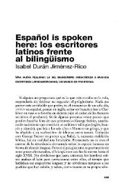 Español is spoken here: los escritores latinos frente al bilingüismo / Isabel Durán Jiménez-Rico | Biblioteca Virtual Miguel de Cervantes