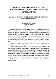 Lenguaje y realidad: una concepción trascendente de la poesía en la generación del 70 / Joaquín Moreno Pedrosa | Biblioteca Virtual Miguel de Cervantes