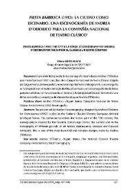 "Fiesta Barroca" (1992): la ciudad como escenario. Una escenografía de Andrea D´Odorico para la Compañía Nacional de Teatro Clásico / Olivia Nieto Yusta | Biblioteca Virtual Miguel de Cervantes