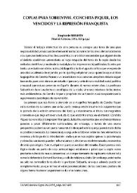 Stephanie Sieburth: "Coplas para sobrevivir. Conchita Piquer, los vencidos y la represión franquista". Madrid: Cátedra, 2016, 302 págs. [Reseña] / David Pérez Rodríguez | Biblioteca Virtual Miguel de Cervantes