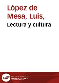 Lectura y cultura | Biblioteca Virtual Miguel de Cervantes