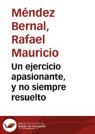 Un ejercicio apasionante, y no siempre resuelto | Biblioteca Virtual Miguel de Cervantes