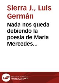 Nada nos queda debiendo la poesía de María Mercedes Carranza | Biblioteca Virtual Miguel de Cervantes