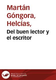 Del buen lector y el escritor | Biblioteca Virtual Miguel de Cervantes