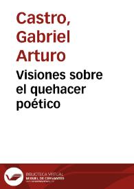 Visiones sobre el quehacer poético | Biblioteca Virtual Miguel de Cervantes