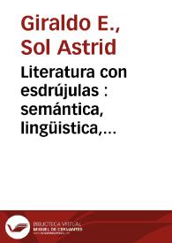 Literatura con esdrújulas : semántica, lingüistica, estadística | Biblioteca Virtual Miguel de Cervantes