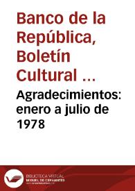 Agradecimientos: enero a julio de 1978 | Biblioteca Virtual Miguel de Cervantes