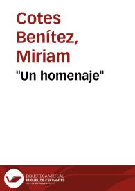 "Un homenaje" | Biblioteca Virtual Miguel de Cervantes