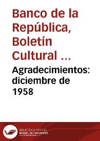 Agradecimientos: diciembre de 1958 | Biblioteca Virtual Miguel de Cervantes