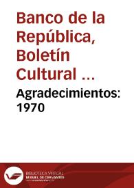 Agradecimientos: 1970 | Biblioteca Virtual Miguel de Cervantes