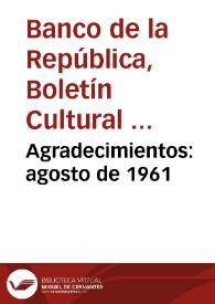 Agradecimientos: agosto de 1961 | Biblioteca Virtual Miguel de Cervantes