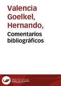 Comentarios bibliográficos | Biblioteca Virtual Miguel de Cervantes
