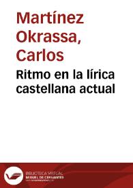 Ritmo en la lírica castellana actual | Biblioteca Virtual Miguel de Cervantes