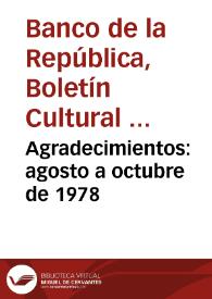 Agradecimientos: agosto a octubre de 1978 | Biblioteca Virtual Miguel de Cervantes