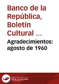 Agradecimientos: agosto de 1960 | Biblioteca Virtual Miguel de Cervantes